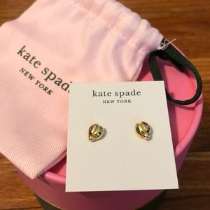 Kate spade gold lady bug earrings with gift box and dust bag